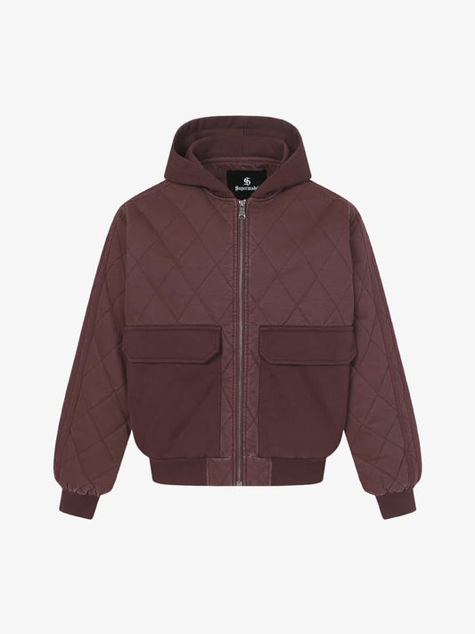 Auroravibe-Retro Quilted Patchwork Hooded Cargo Jacket