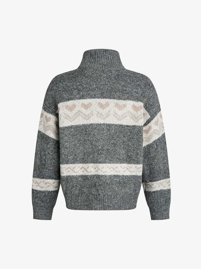 Auroravibe-Retro Christmas Reindeer Pattern Zip-Up Knit Cardigan Sweater