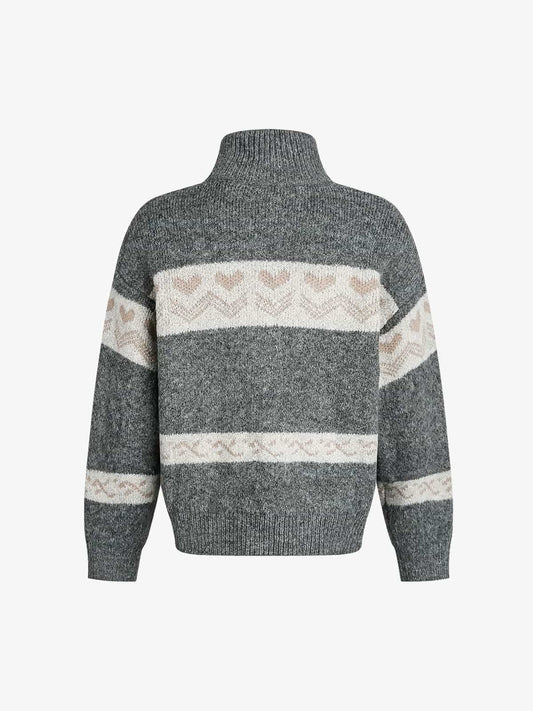 Auroravibe-Retro Christmas Reindeer Pattern Zip-Up Knit Cardigan Sweater