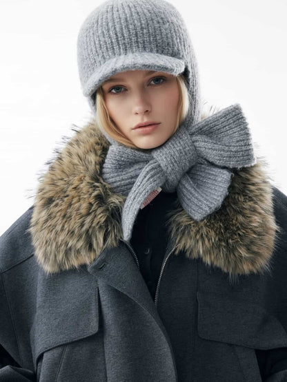 Auroravibe-Retro Detachable Faux Fur Collar Washed Bomber Jacket