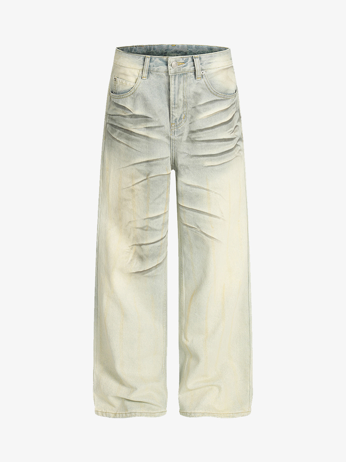 Auroravibe-Retro Whiskered Washed Distressed Straight Leg Jeans