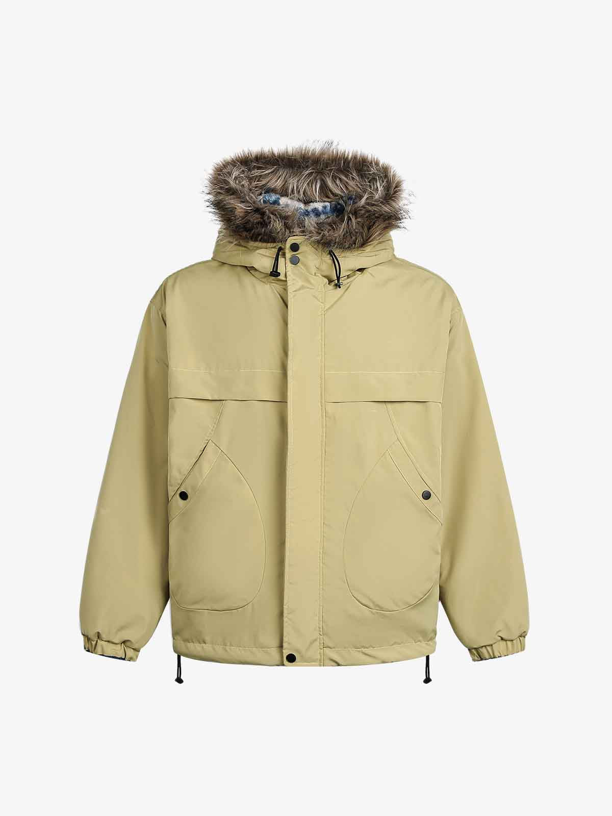 Auroravibe-Retro Striped Reversible Faux Sheepskin Collar Jacket