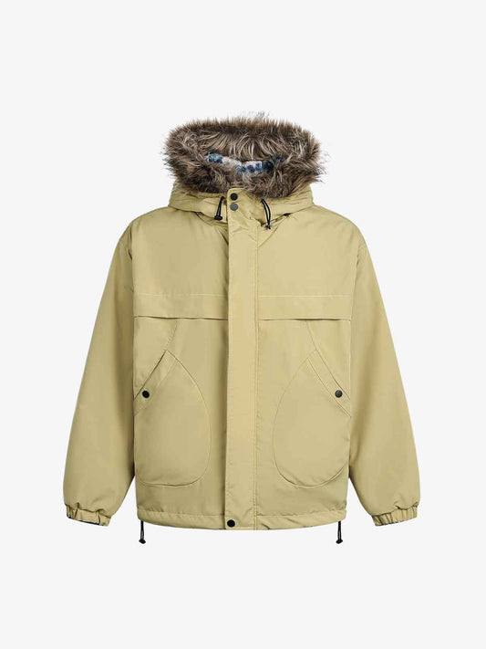 Auroravibe-Retro Striped Reversible Faux Sheepskin Collar Jacket