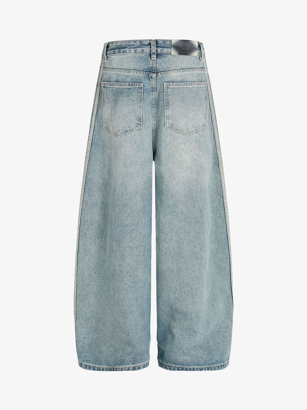 Auroravibe-Retro Washed Side Striped Barrel Denim Jeans