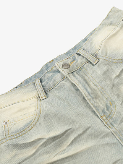 Auroravibe-Retro Whiskered Washed Distressed Straight Leg Jeans