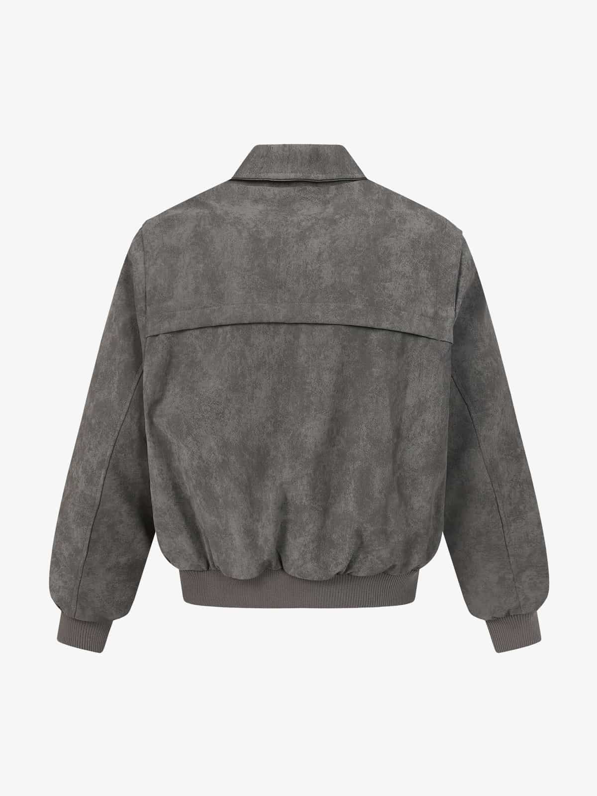 Auroravibe-Retro Suede Texture Zip-Up Bomber Jacket