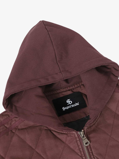 Auroravibe-Retro Quilted Patchwork Hooded Cargo Jacket