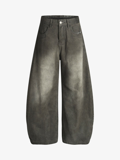 Auroravibe-Vintage Faded Wide Barrel Jeans