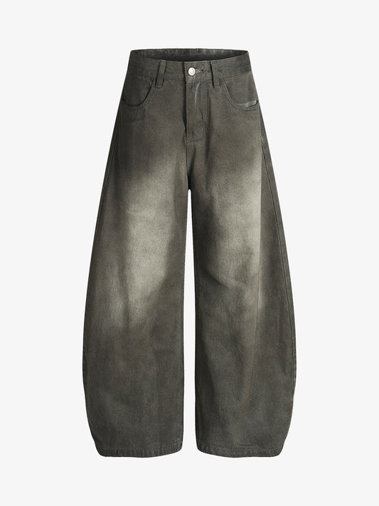 Auroravibe-Vintage Faded Wide Barrel Jeans