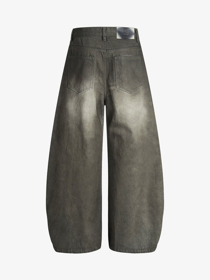 Auroravibe-Vintage Faded Wide Barrel Jeans