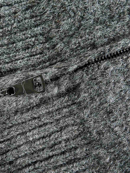 Auroravibe-Retro Christmas Reindeer Pattern Zip-Up Knit Cardigan Sweater