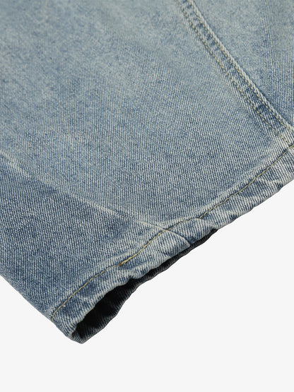 Auroravibe-Retro Washed Side Striped Barrel Denim Jeans