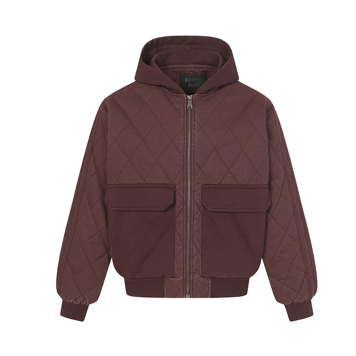 Auroravibe-Retro Quilted Patchwork Hooded Cargo Jacket