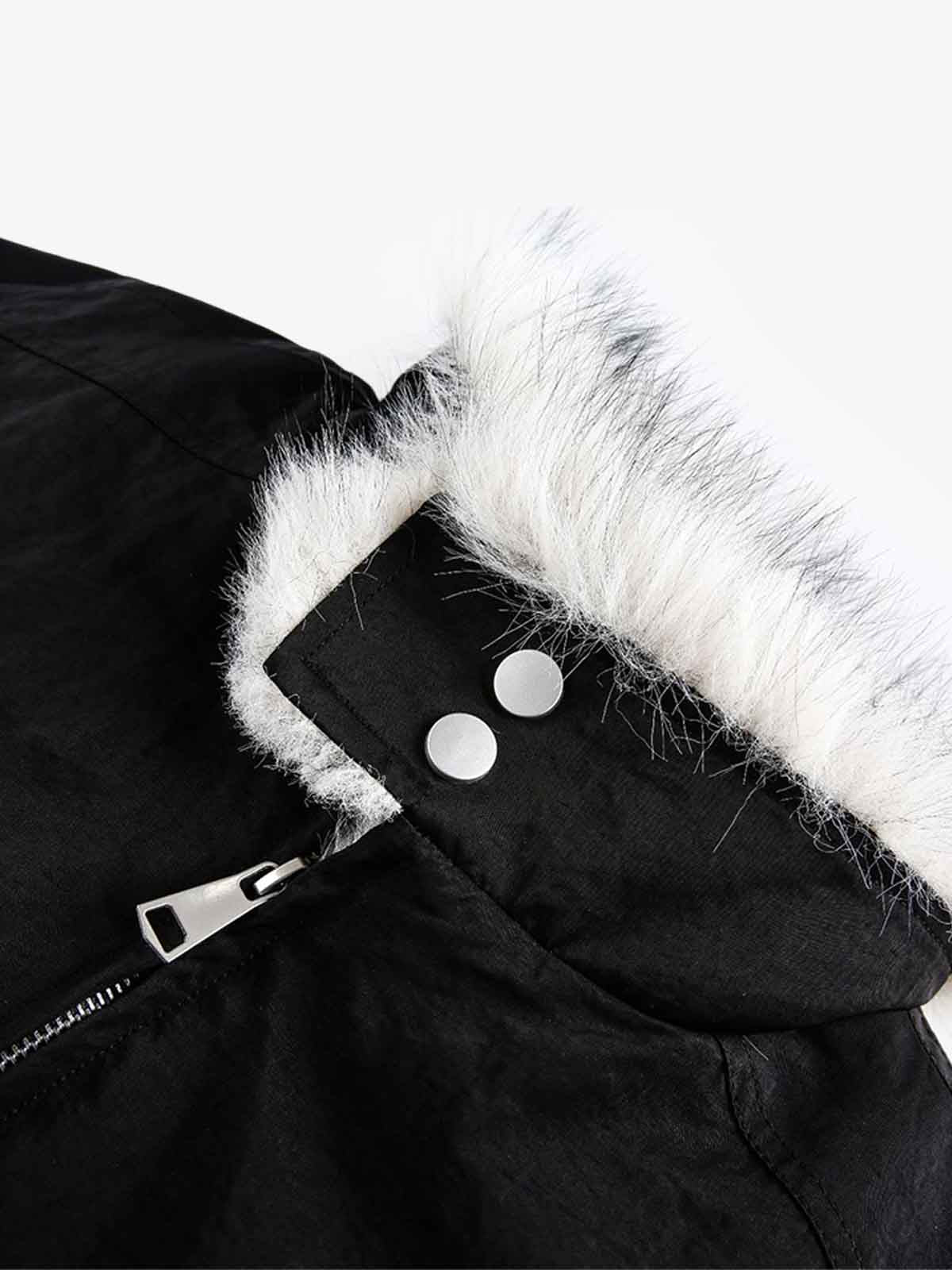 Auroravibe-Street Faux Fur Collar Zip-Up Jacket