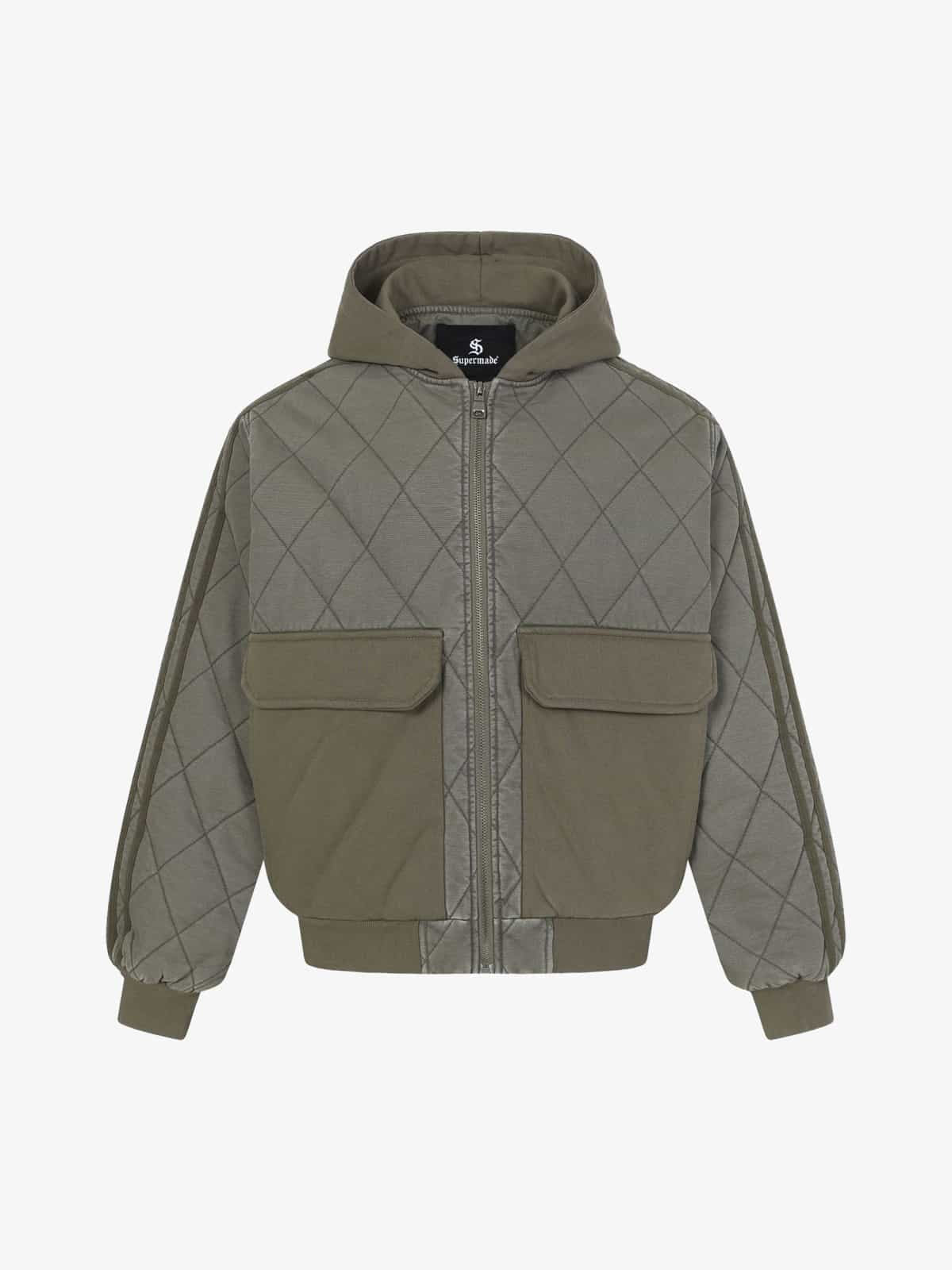 Auroravibe-Retro Quilted Patchwork Hooded Cargo Jacket