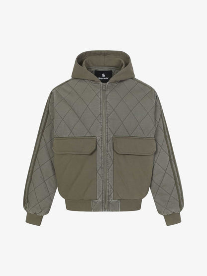 Auroravibe-Retro Quilted Patchwork Hooded Cargo Jacket