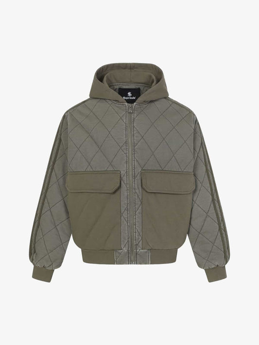 Auroravibe-Retro Quilted Patchwork Hooded Cargo Jacket
