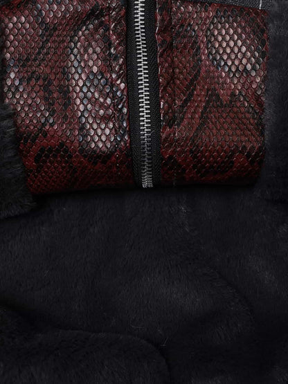 Auroravibe-Retro Detachable Faux Fur Hood Zip-Up Bomber Jacket