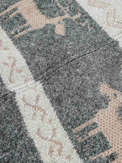 Auroravibe-Retro Christmas Reindeer Pattern Zip-Up Knit Cardigan Sweater