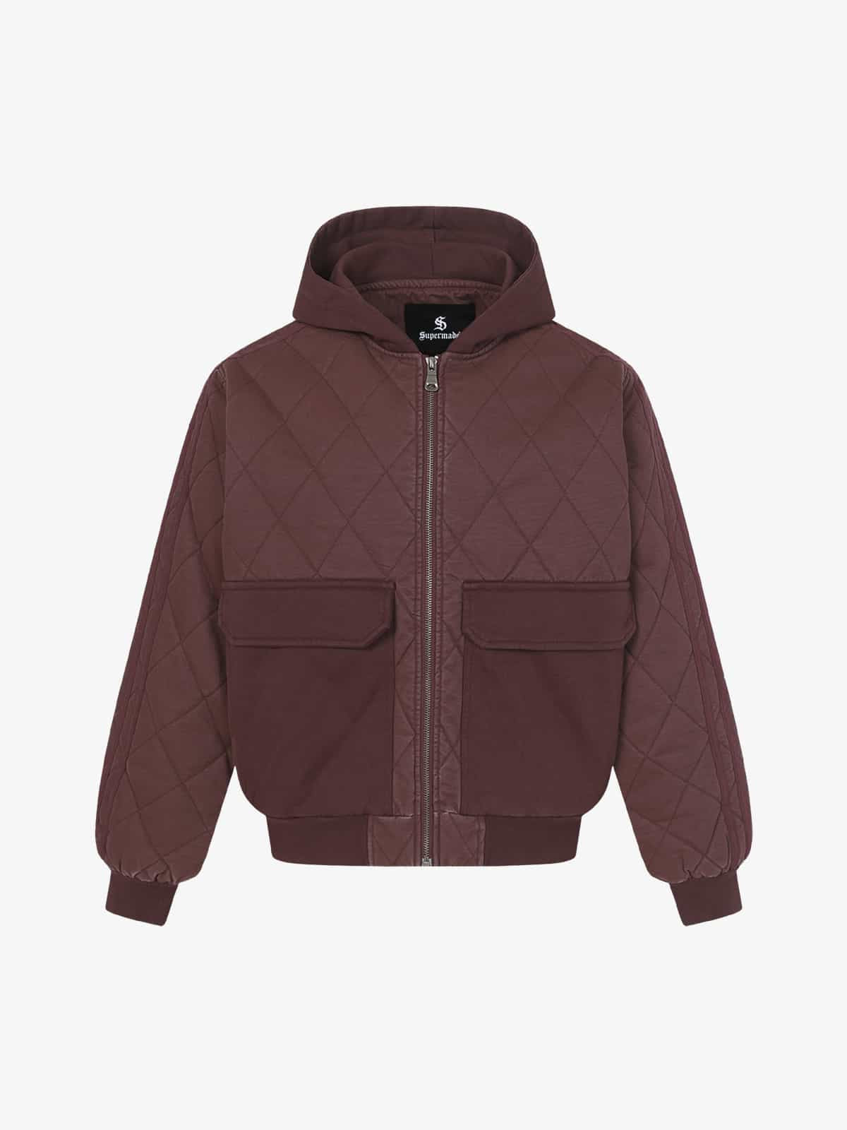 Auroravibe-Retro Quilted Patchwork Hooded Cargo Jacket