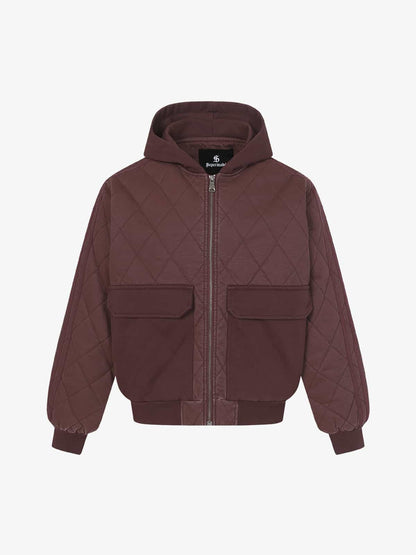 Auroravibe-Retro Quilted Patchwork Hooded Cargo Jacket
