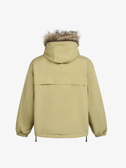 Auroravibe-Retro Striped Reversible Faux Sheepskin Collar Jacket