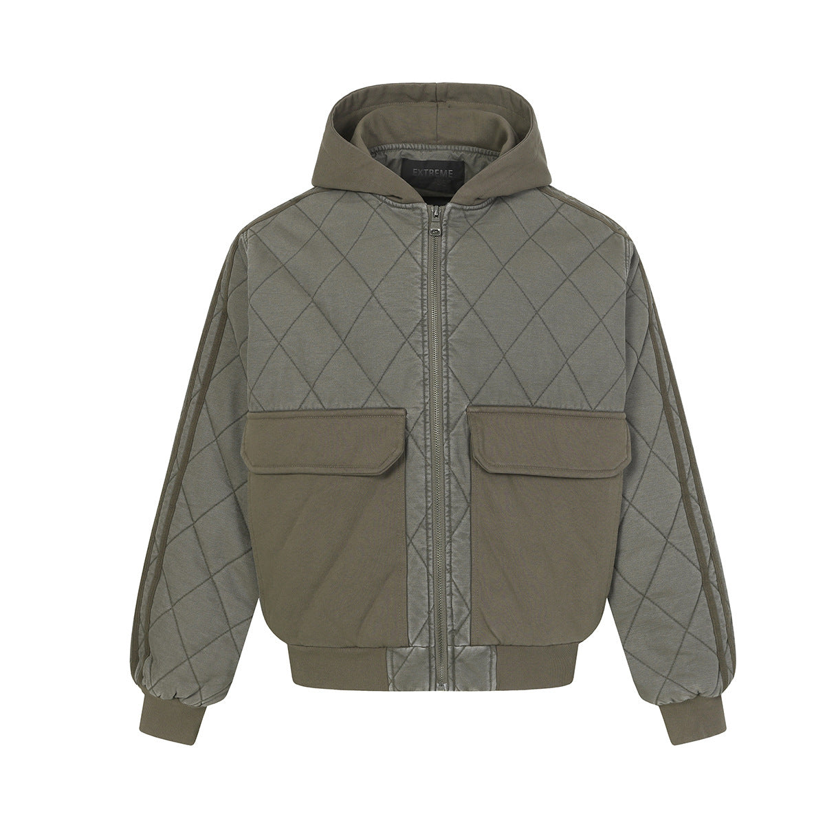 Auroravibe-Retro Quilted Patchwork Hooded Cargo Jacket